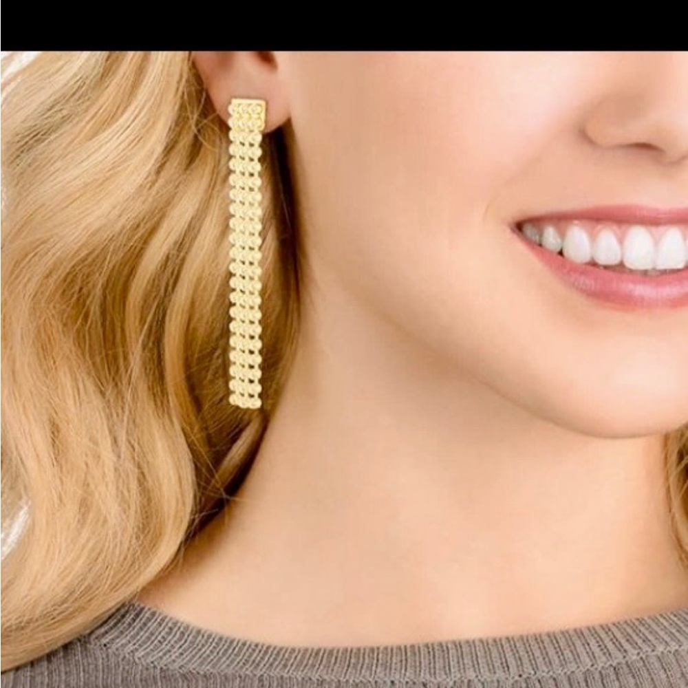 Authentic Swarovski Long Gold Crystal Earrings